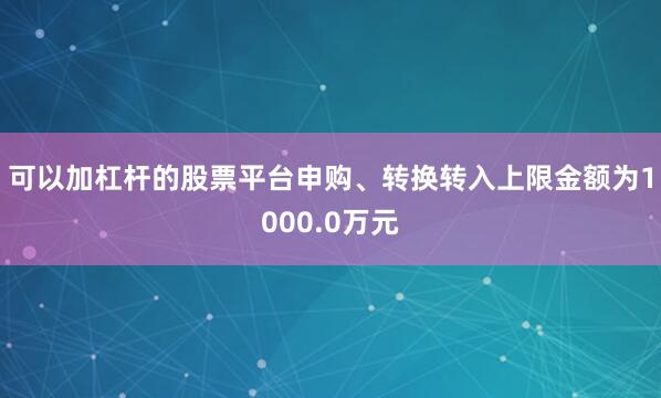 可以加杠杆的股票平台申购、转换转入上限金额为1000.0万元